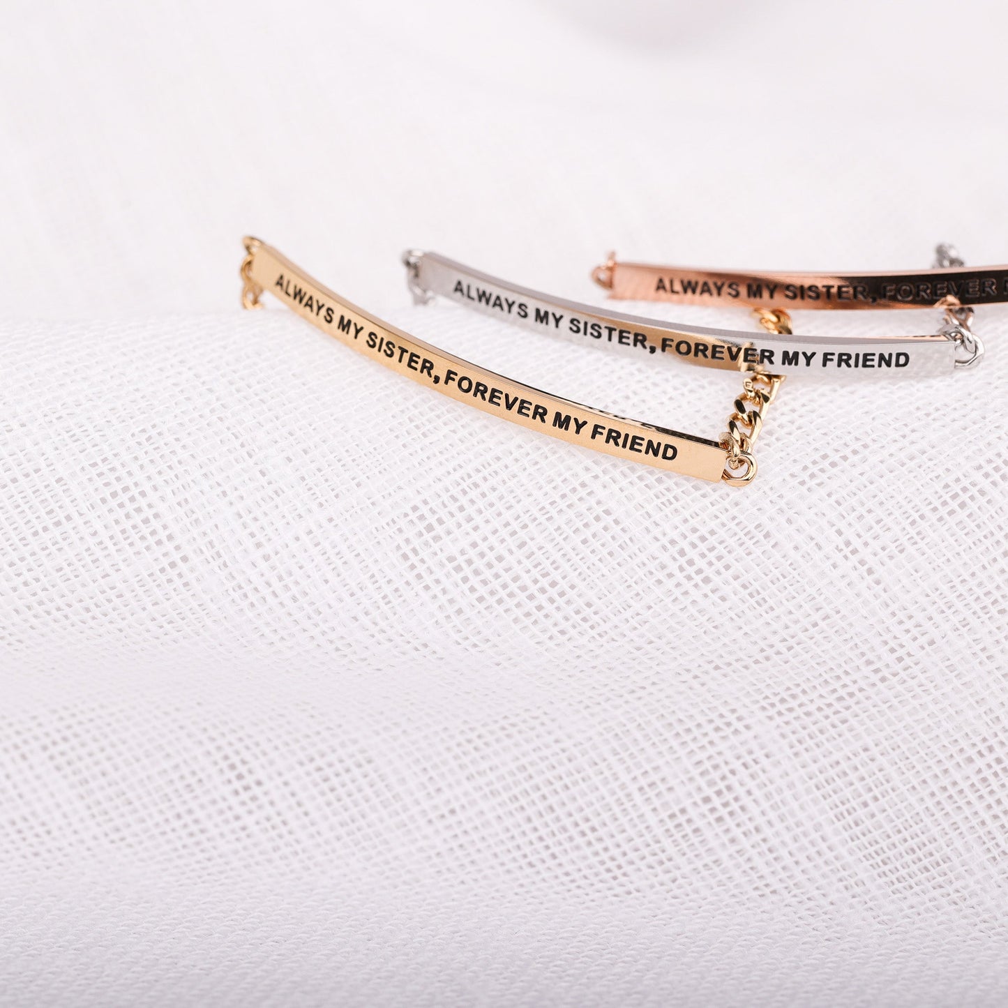 ALWAYS MY SISTER. FOREVER MY FRIEND - DAINTY CHAIN BRACELET