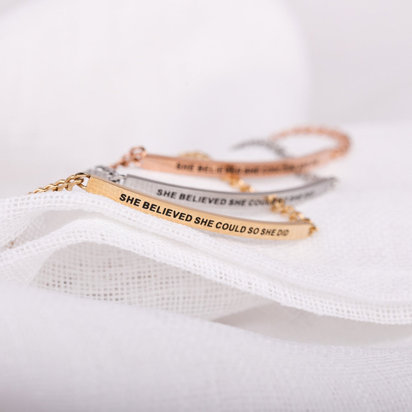 SHE BELIEVED SHE COULD SO SHE DID- DAINTY CHAIN BRACELET