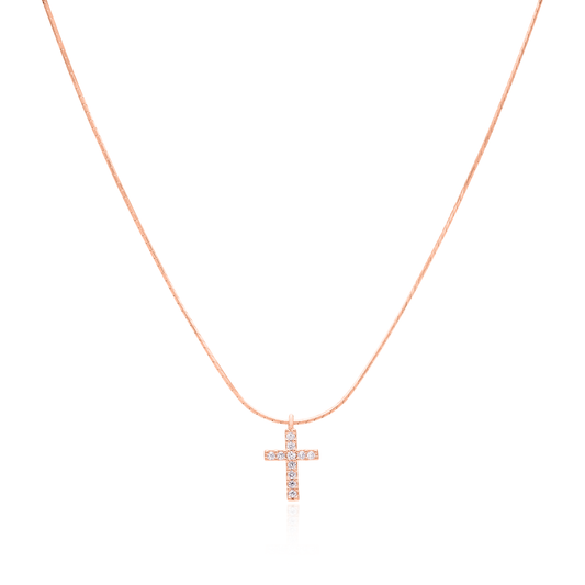 Cross pendant silk necklace