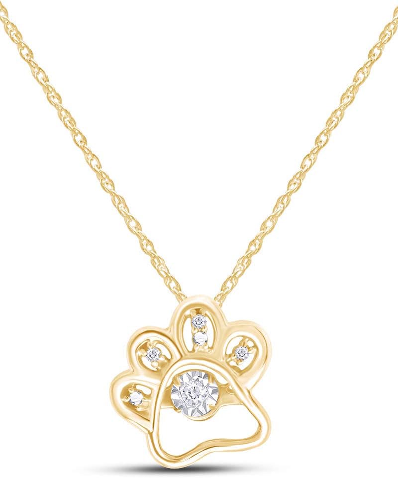 American Natural Diamond Gold Dog Claw Pendant Necklace