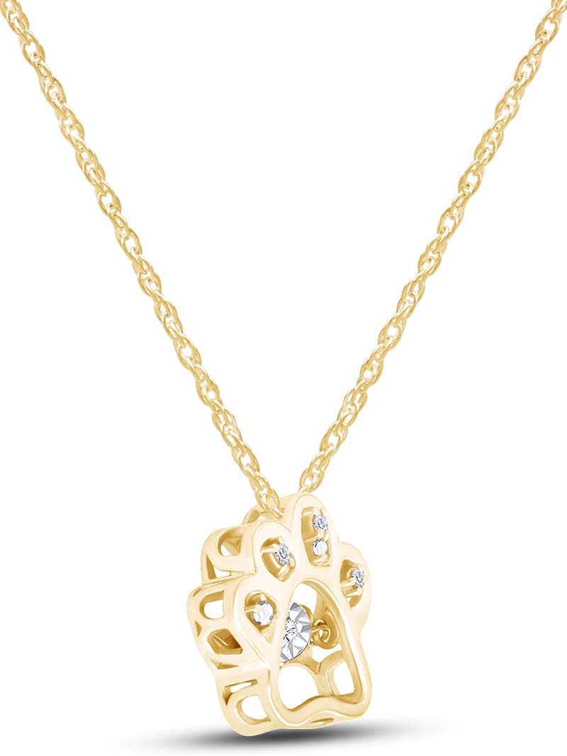 American Natural Diamond Gold Dog Claw Pendant Necklace