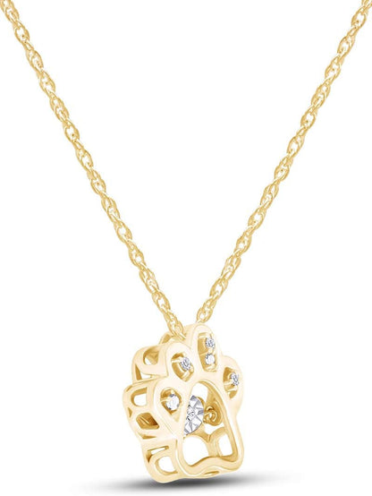 American Natural Diamond Gold Dog Claw Pendant Necklace