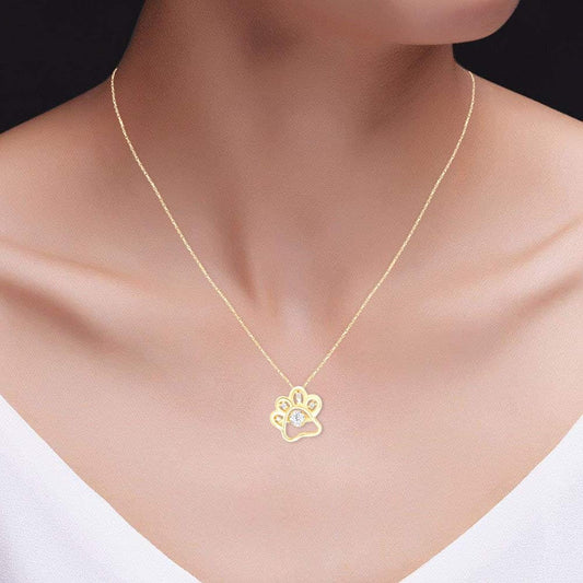 American Natural Diamond Gold Dog Claw Pendant Necklace