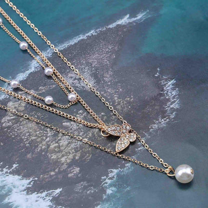 Vintage Layered Pearl Pendant Necklace