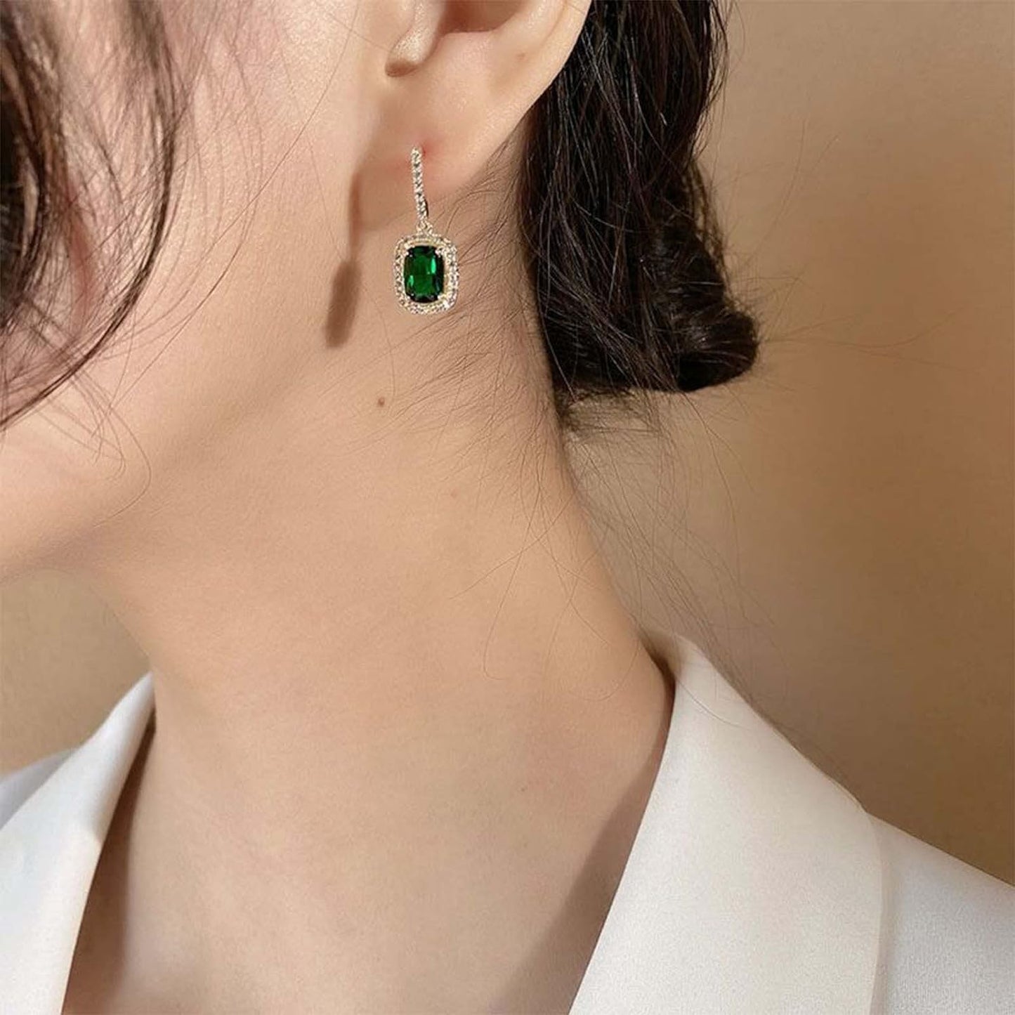 Vintage Water Diamond and Jade Earrings