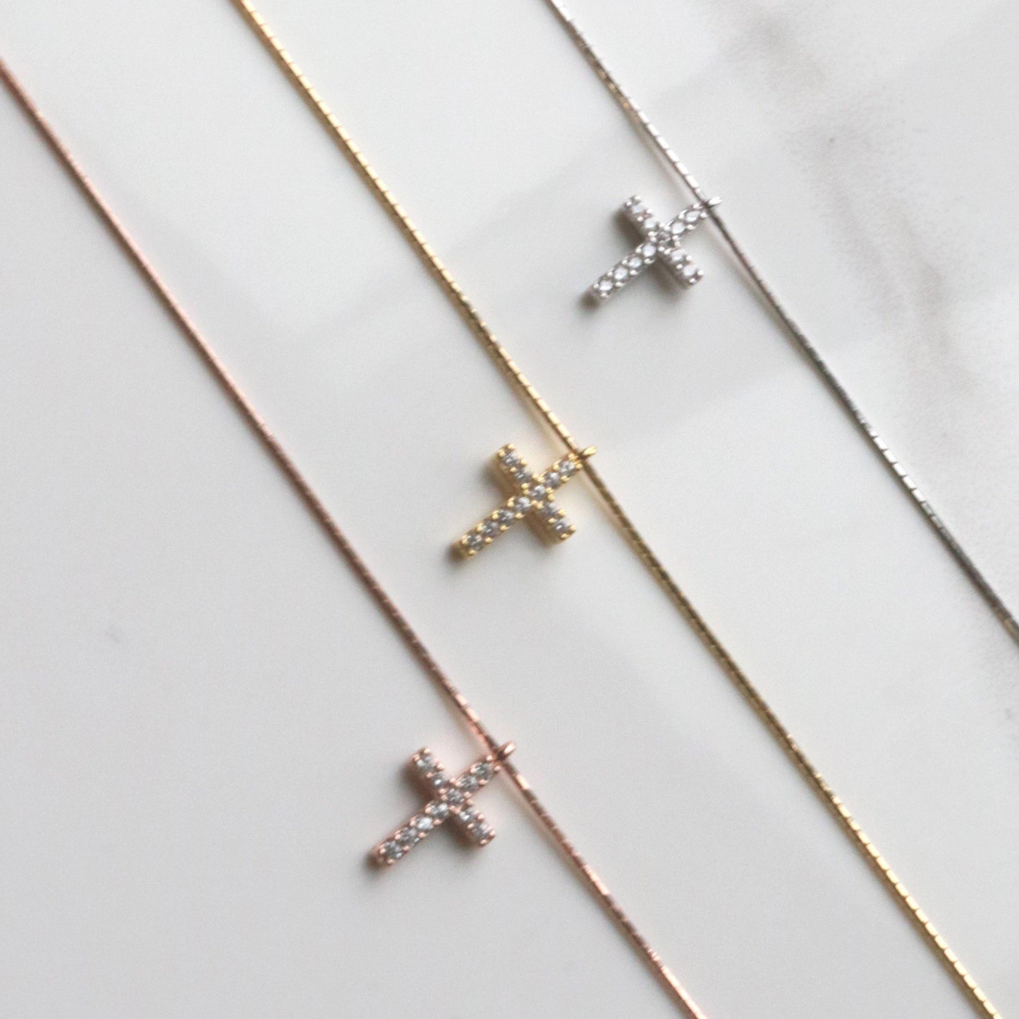 Cross pendant silk necklace