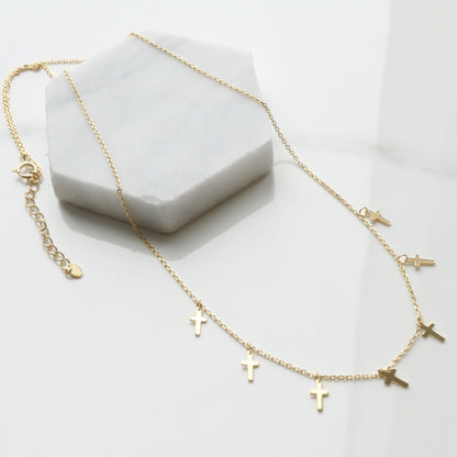 Cross drop necklace
