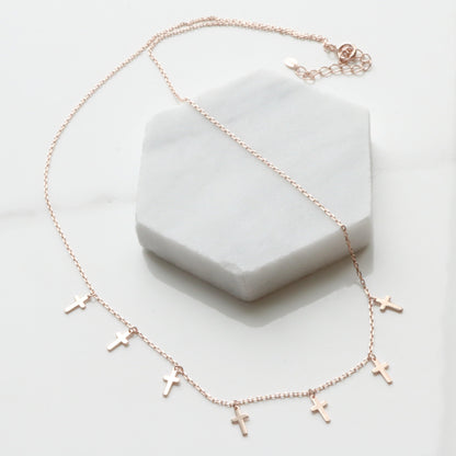 Cross drop necklace