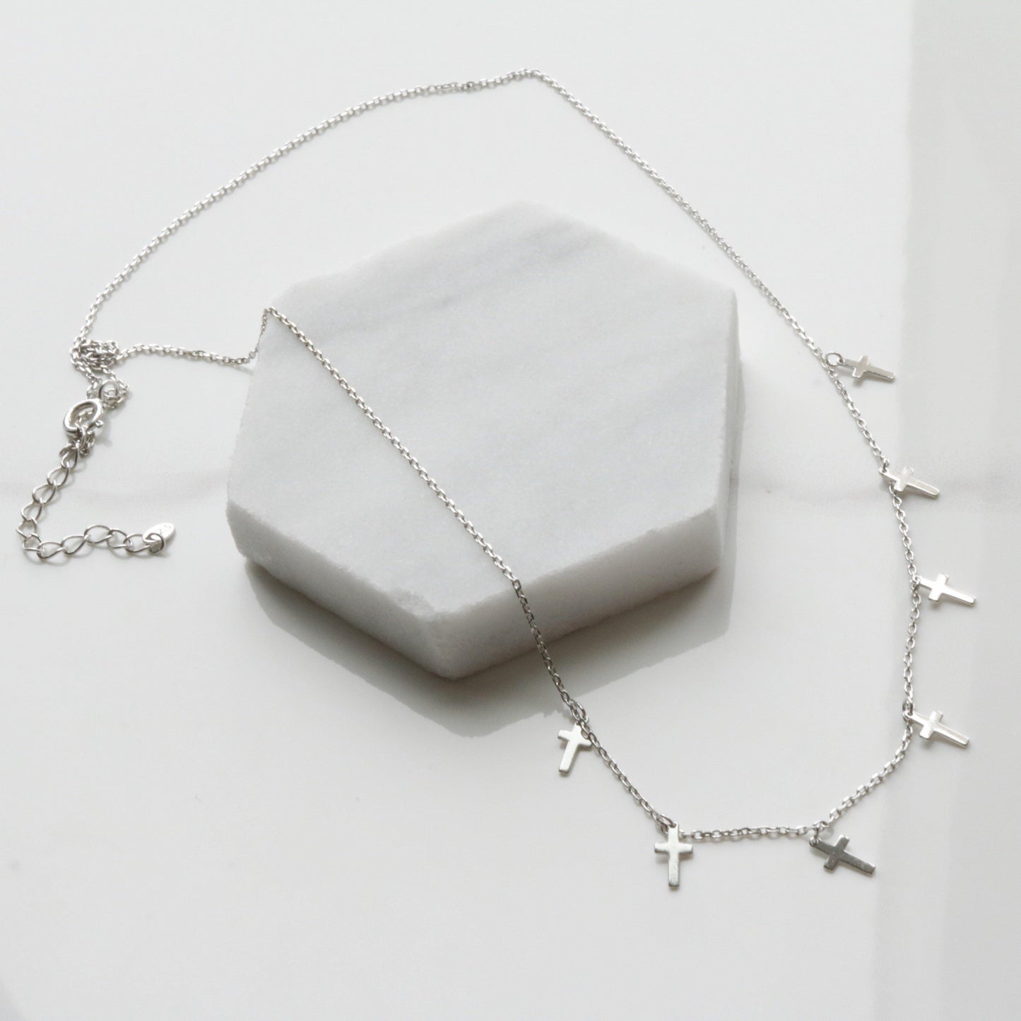 Cross drop necklace
