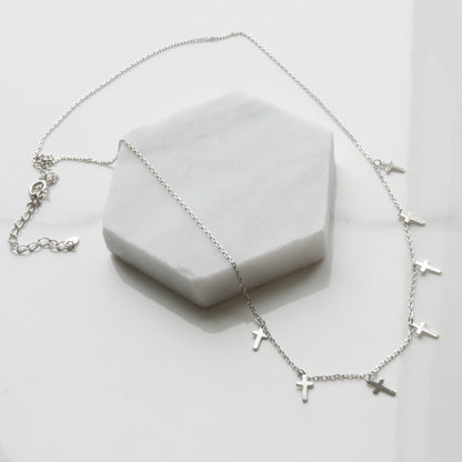 Cross drop necklace