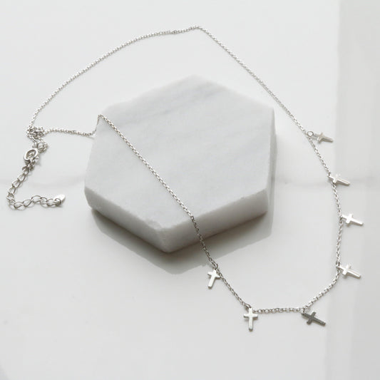 Cross drop necklace