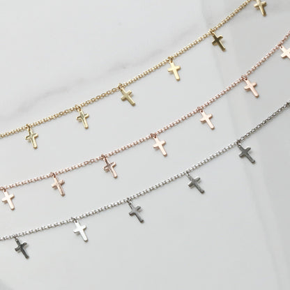 Cross drop necklace