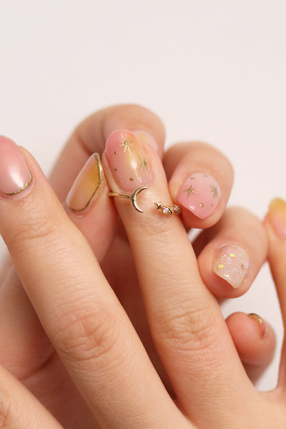 Mini moon star ring