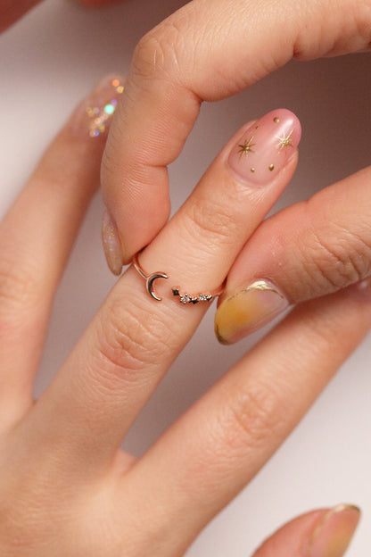 Mini moon star ring