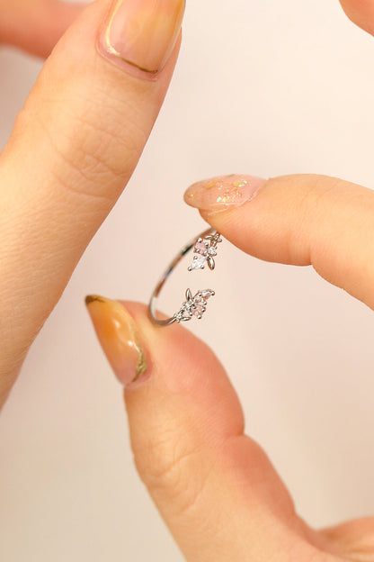 Rose quartz branch ring