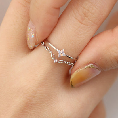 Double moonstone vine ring