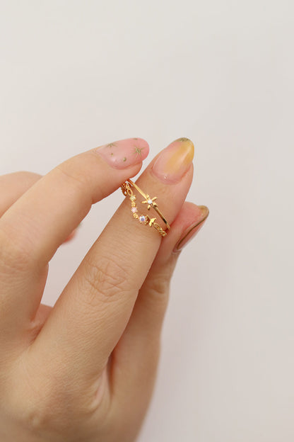 Double pastel flower ring