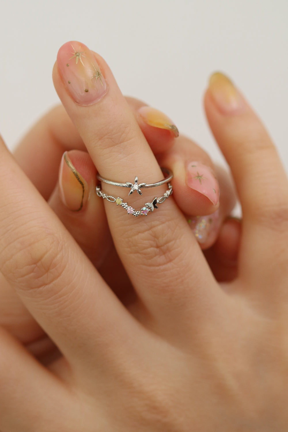 Double pastel flower ring