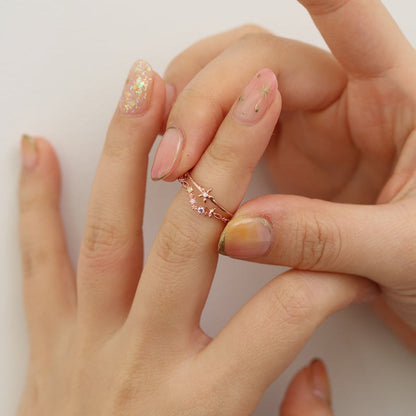 Double pastel flower ring