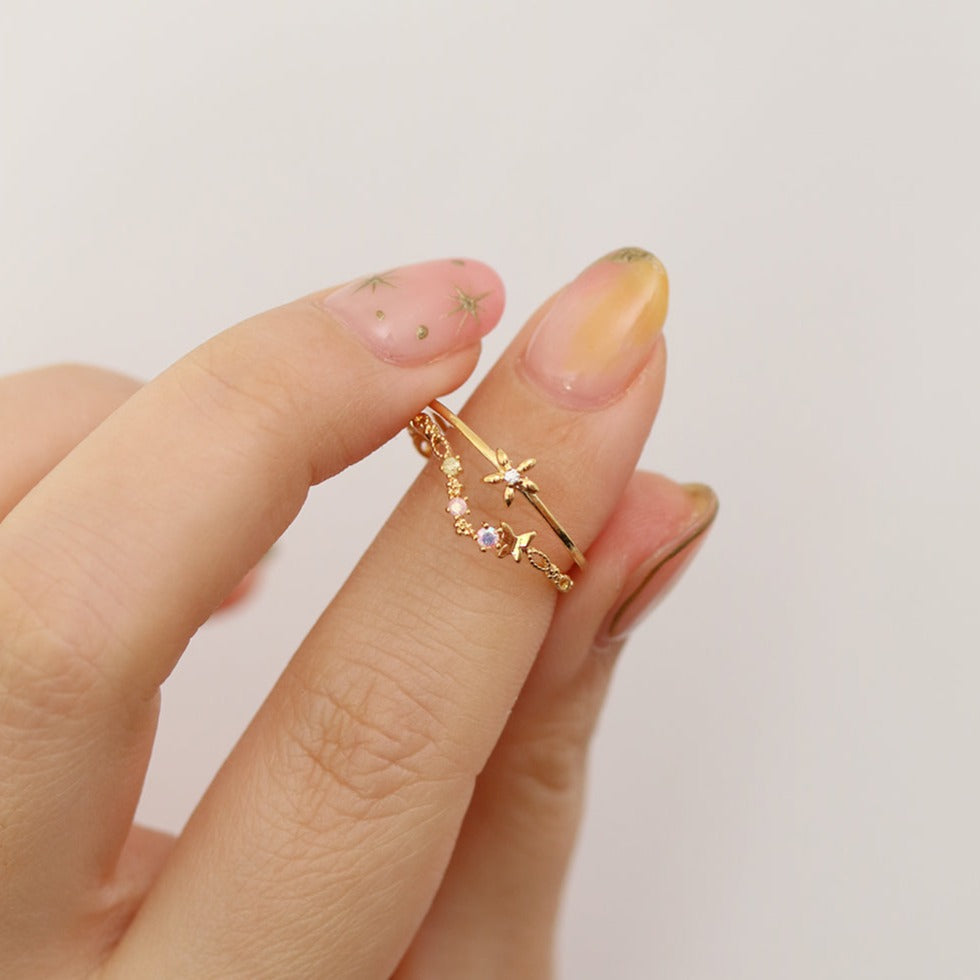 Double pastel flower ring