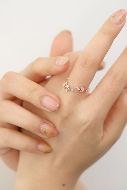 Moonstone laurel vine ring