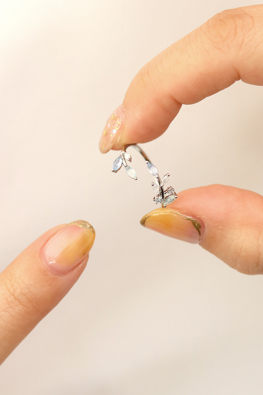 Moonstone laurel vine ring