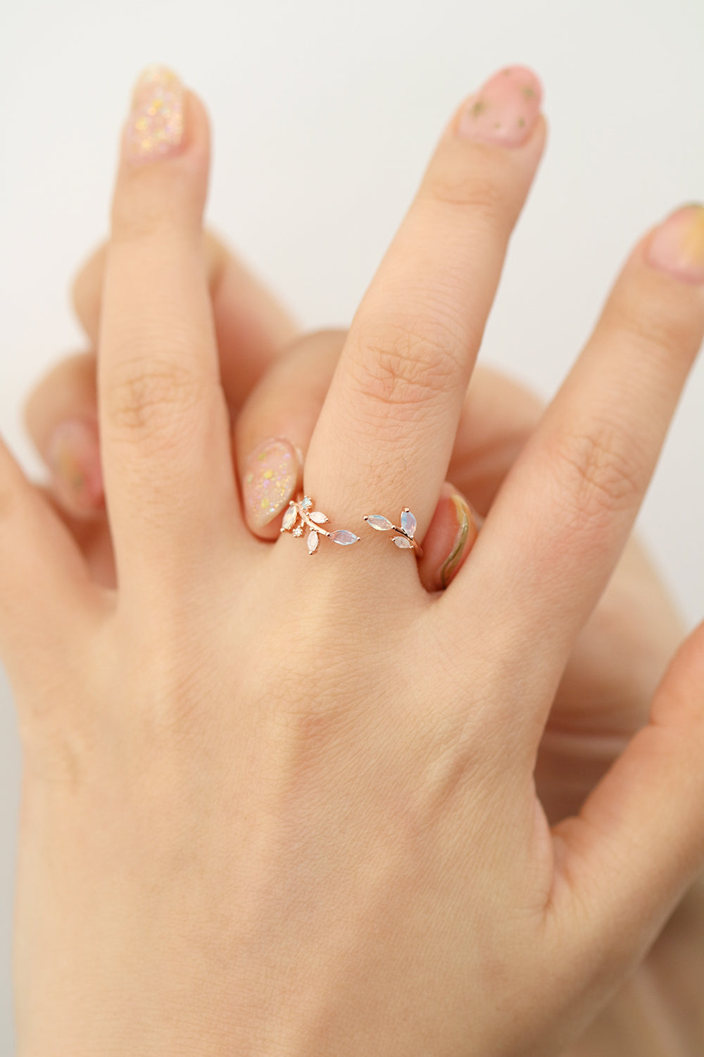 Moonstone laurel vine ring