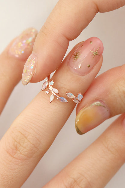 Moonstone laurel vine ring