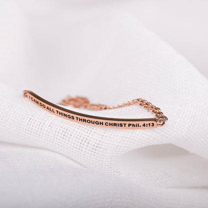I CAN DO ALL THINGS THROUGH CHRIST- DAINTY CHAIN BRACELET