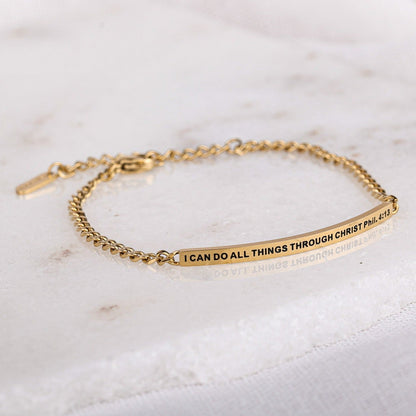 I CAN DO ALL THINGS THROUGH CHRIST- DAINTY CHAIN BRACELET