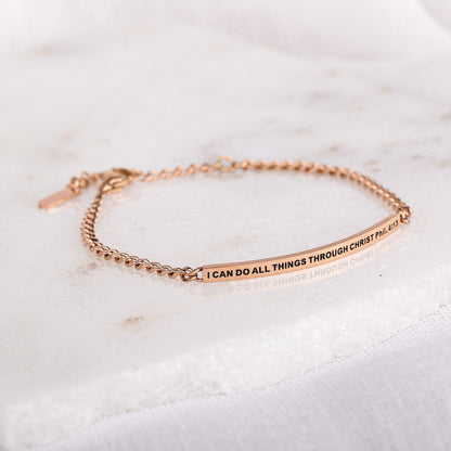 I CAN DO ALL THINGS THROUGH CHRIST- DAINTY CHAIN BRACELET