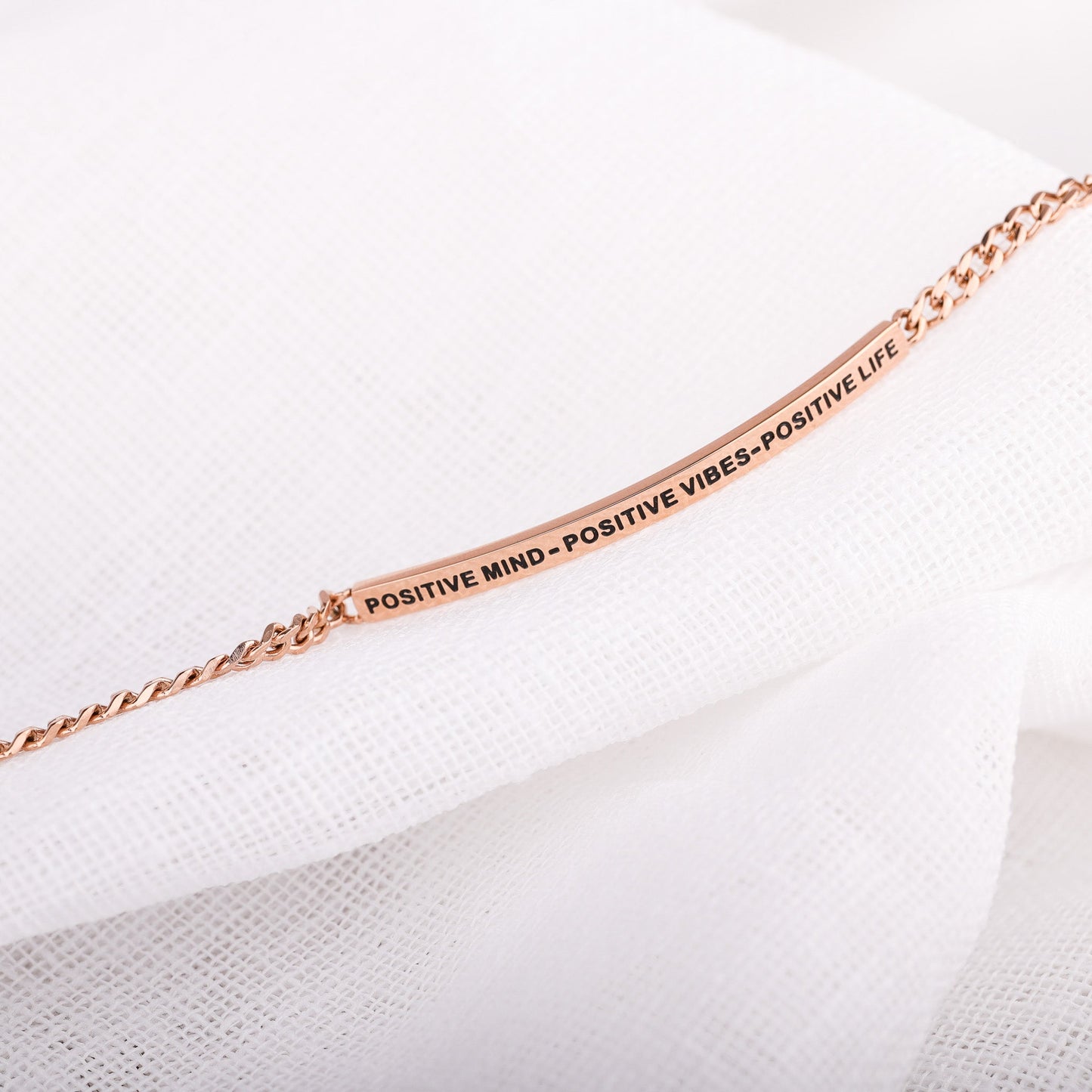 POSITIVE MIND - POSITIVE VIBES - POSITIVE LIFE - DAINTY CHAIN BRACELET