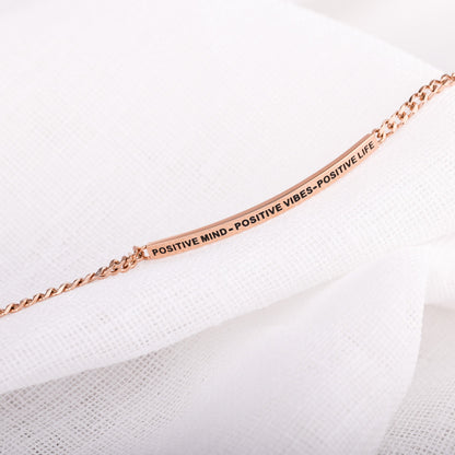 POSITIVE MIND - POSITIVE VIBES - POSITIVE LIFE - DAINTY CHAIN BRACELET