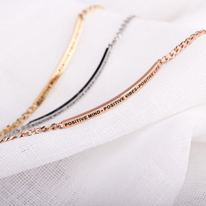 POSITIVE MIND - POSITIVE VIBES - POSITIVE LIFE - DAINTY CHAIN BRACELET