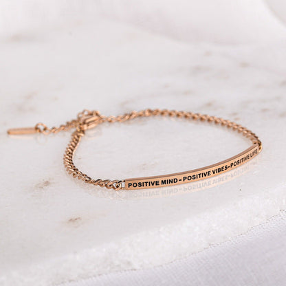 POSITIVE MIND - POSITIVE VIBES - POSITIVE LIFE - DAINTY CHAIN BRACELET