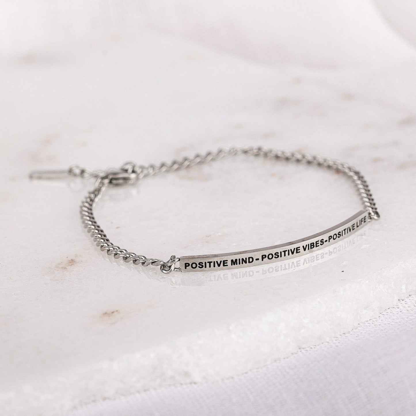 POSITIVE MIND - POSITIVE VIBES - POSITIVE LIFE - DAINTY CHAIN BRACELET