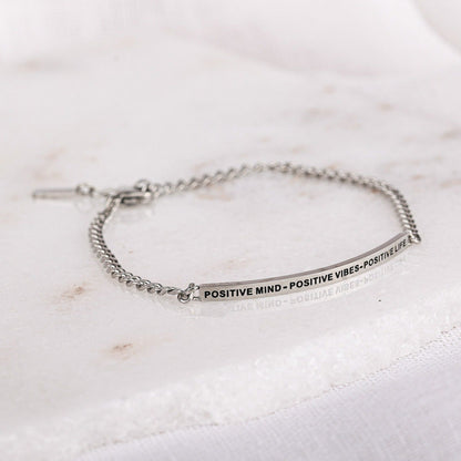 POSITIVE MIND - POSITIVE VIBES - POSITIVE LIFE - DAINTY CHAIN BRACELET