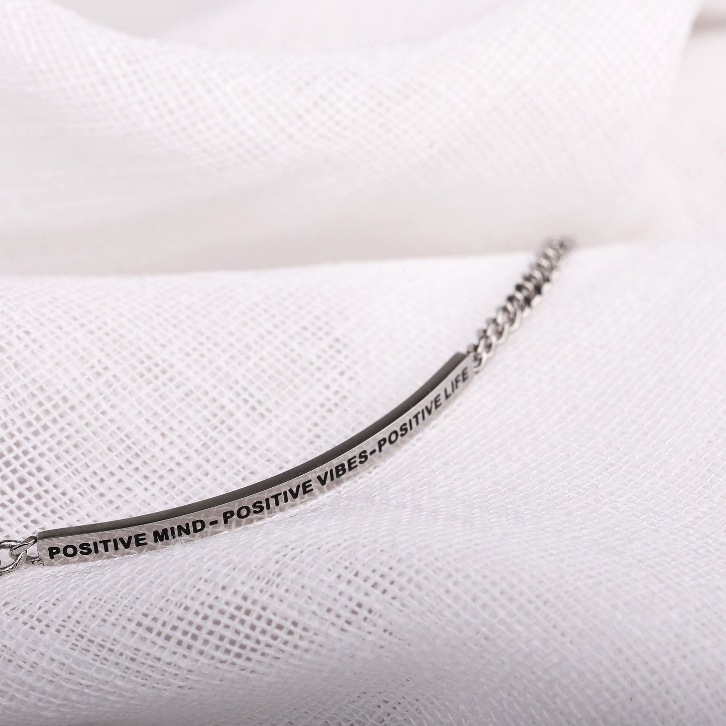 POSITIVE MIND - POSITIVE VIBES - POSITIVE LIFE - DAINTY CHAIN BRACELET