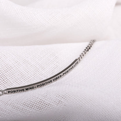 POSITIVE MIND - POSITIVE VIBES - POSITIVE LIFE - DAINTY CHAIN BRACELET