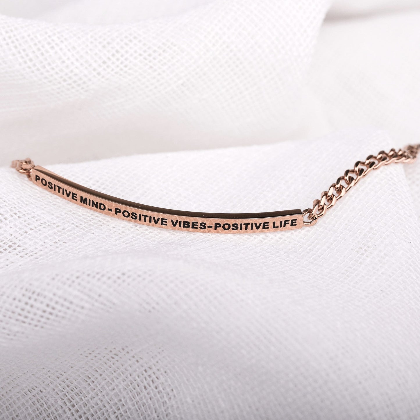 POSITIVE MIND - POSITIVE VIBES - POSITIVE LIFE - DAINTY CHAIN BRACELET