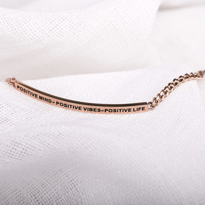POSITIVE MIND - POSITIVE VIBES - POSITIVE LIFE - DAINTY CHAIN BRACELET