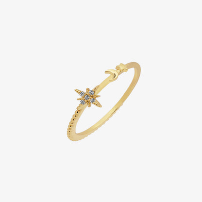 Moon and star ring