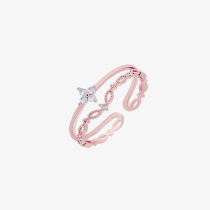 Double moonstone vine ring