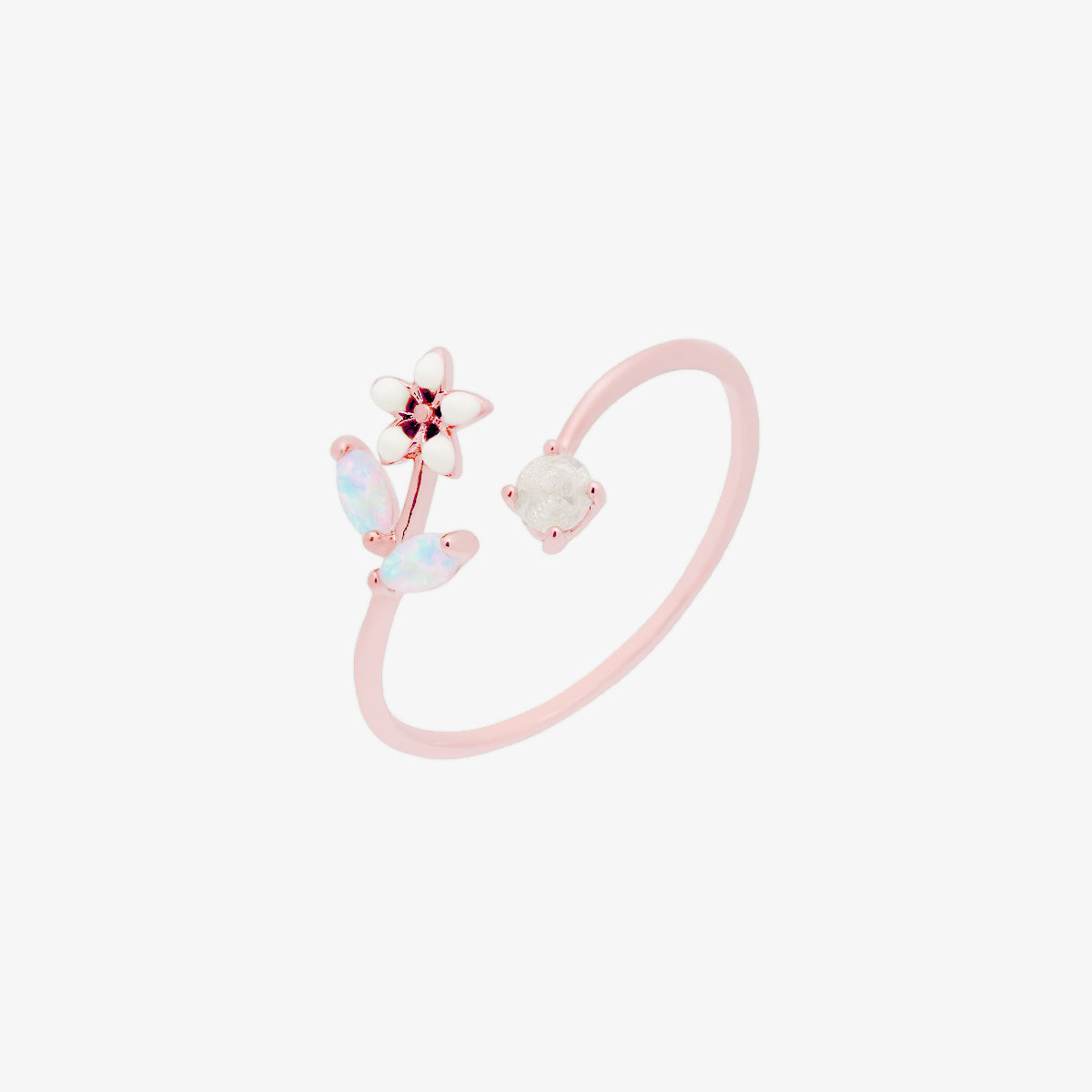 Opal Moonstone Blossom Ring