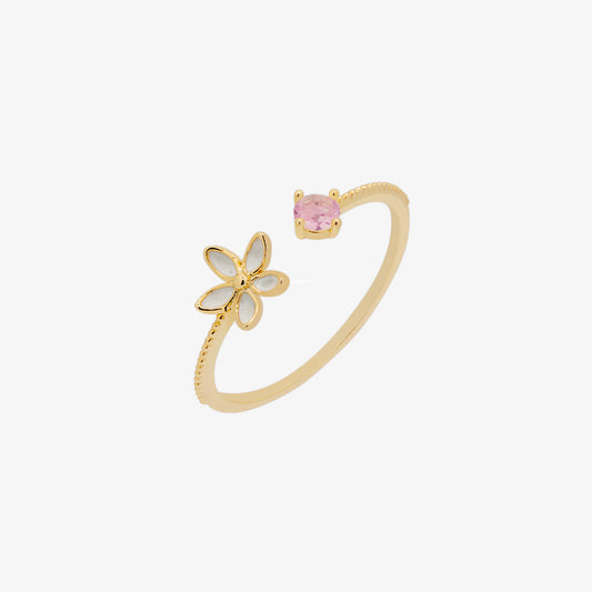 Pink cubic flower ring