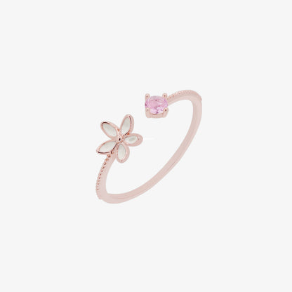 Pink cubic flower ring