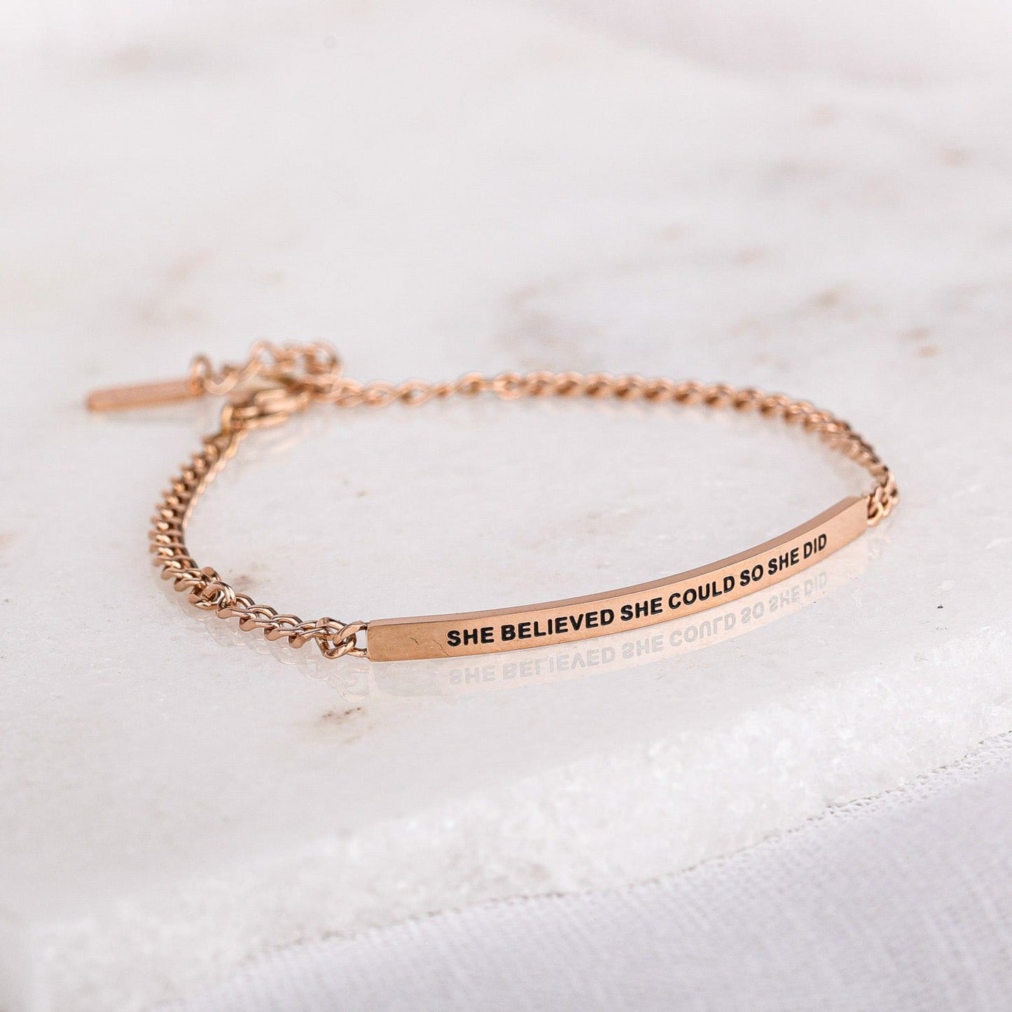 SHE BELIEVED SHE COULD SO SHE DID- DAINTY CHAIN BRACELET