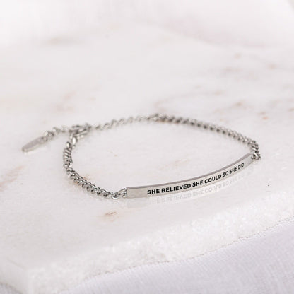 SHE BELIEVED SHE COULD SO SHE DID- DAINTY CHAIN BRACELET